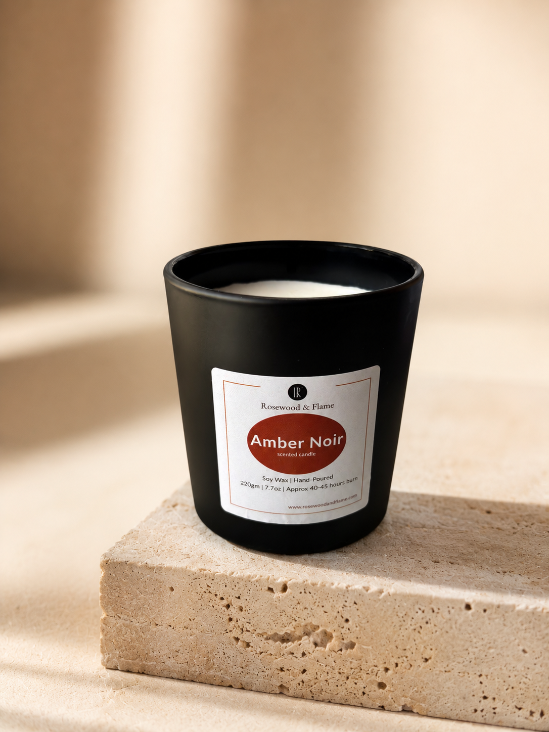 Amber Noir - Soy Wax Candle in Matte Black Glass Jar | 220g