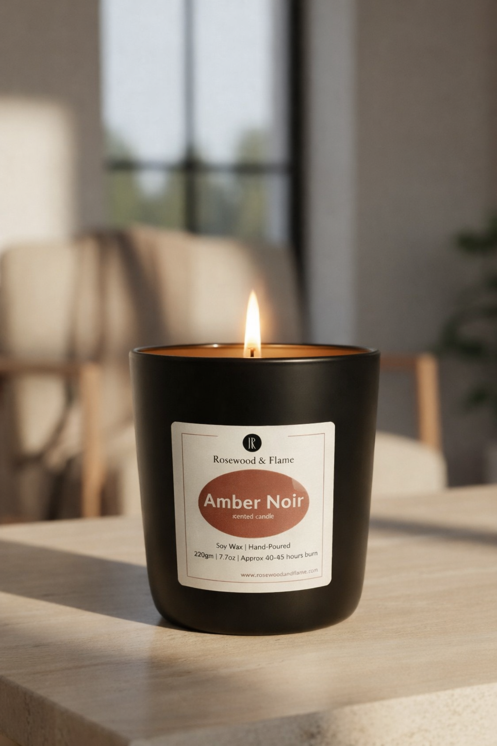 Amber Noir hand-poured soy candle