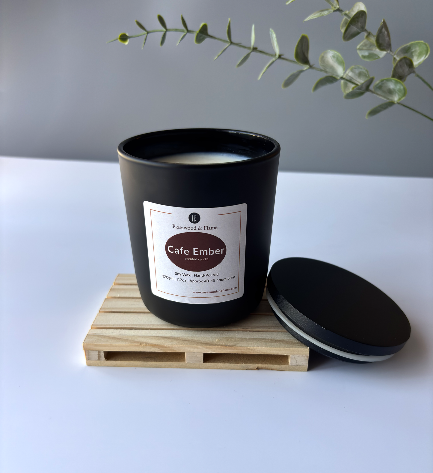 Cafe Ember -  Soy Wax Candle in Matte Black Glass Jar | 220g