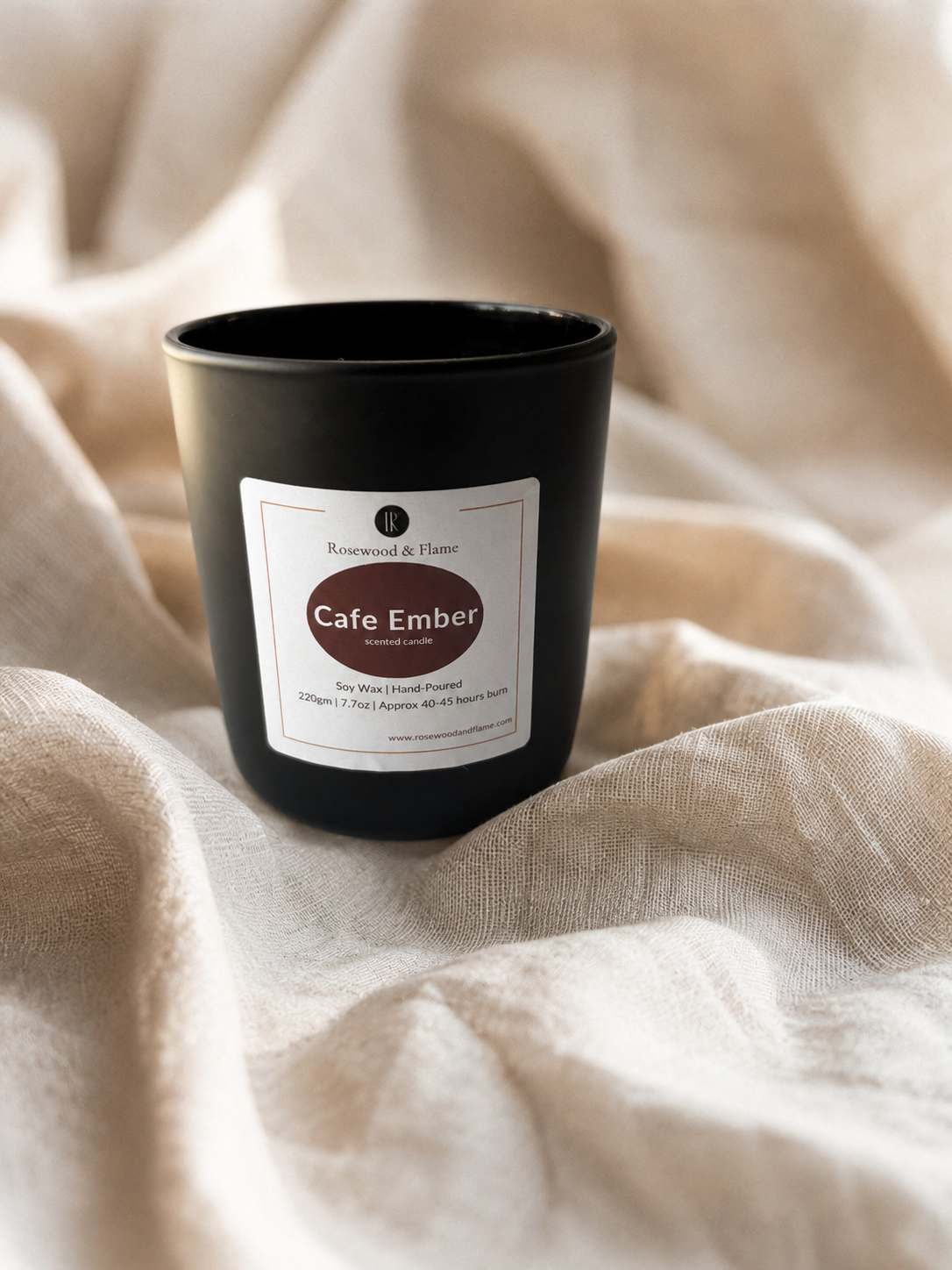 Cafe Ember -  Soy Wax Candle in Matte Black Glass Jar | 220g